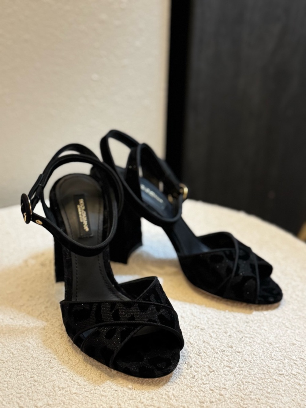 Dolce & Gabbana Black Leopard Print Sandal Heels - Picture 7 of 10